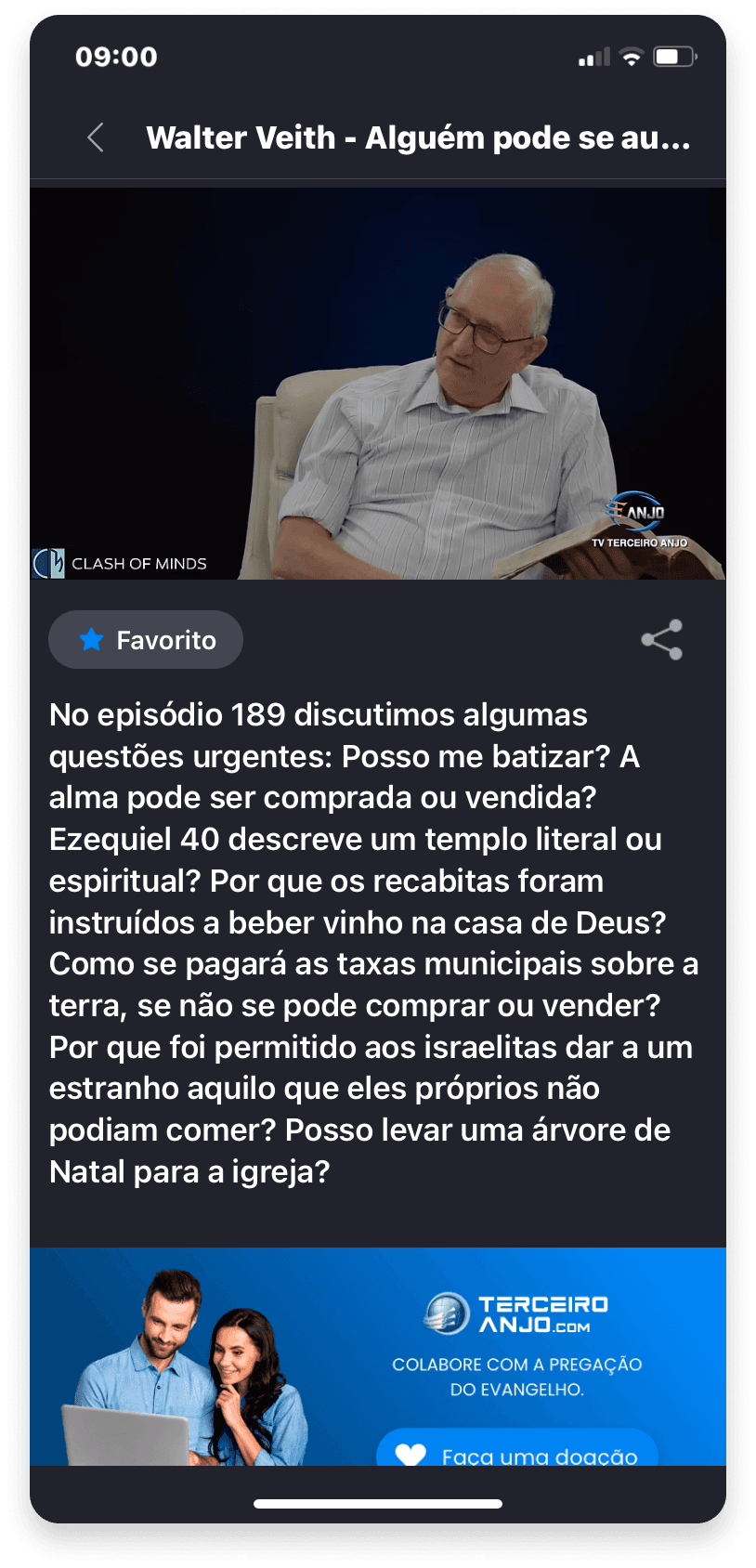 Terceiro Anjo - Tela do vídeo